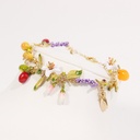 Bird On A Cherry Blossom Branch Tassel Enamel Stud Earrings