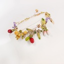 Bird On A Cherry Blossom Branch Tassel Enamel Stud Earrings