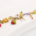 Purple Red Flower And Bead Enamel Stud Earrings