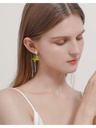 Purple Flower Morning Glory And Stone Enamel Earrings