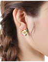 Flower Peony Branch And Crystal Enamel Pedant Necklace