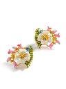 Flower Peony Branch And Crystal Enamel Pedant Necklace