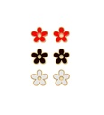 Red White Black Flower Enamel Stud Earrings