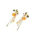 Orange and Orange Blossom Flower Tangerine Chain Tassel Enamel Stud Earrings Jewelry Christmas Gift