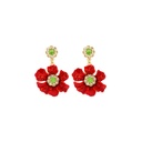 Fruit Strawberry And Crystal Enamel Hook Earrings