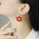 Fruit Strawberry And Crystal Enamel Hook Earrings