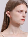 Red Fruit Hawthorn And White Flower Enamel Stud Earrings