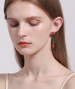 Red Fruit Hawthorn And White Flower Enamel Stud Earrings