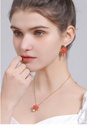 Red Rose Flower And Pearl Enamel Dangle Earrings Jewelry Gift