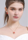 Red Rose Flower And Pearl Enamel Pendant Collar Necklace Jewelry Gift