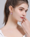 Purple Pink Flower C Shape Enamel Stud Earrings Jewelry Gift