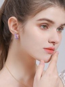 Bird Flower Branch And Bead Crystal Enamel Dangle Stud Earrings