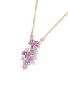 Pink Purple Flower And Crystal Enamel Pendant Necklace Jewelry Gift
