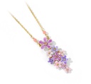 Purple Flower Enamel Pendant Necklace