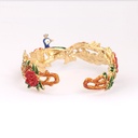 Pansy Pink Purple Flower And Leaf Enamel Adjustable Ring