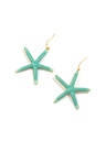 Orange Blue Starfish Enamel Hook Earrings