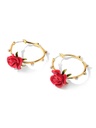 Orange And Orange Blossom Flower Leaf Enamel Earrings