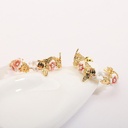 Daisy Purple White Flower Leaf And Crystal Enamel Adjustable Ring