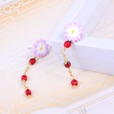 White Cherry Blossom Flower Petals Asymmetrical Enamel Earrings