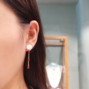 White Cherry Blossom Flower Petals Asymmetrical Enamel Earrings