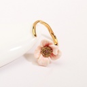 White Cherry Blossom Flower Petals Enamel Dangle Earrings