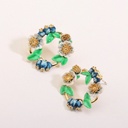 Cat Cute Hello Citty Kitten And Crystal Enamel Dangle Earrings