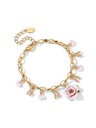 Daisy White Flower And Ladybug Enamel Thin Bracelet
