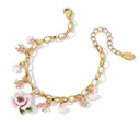Daisy White Flower And Ladybug Enamel Thin Bracelet