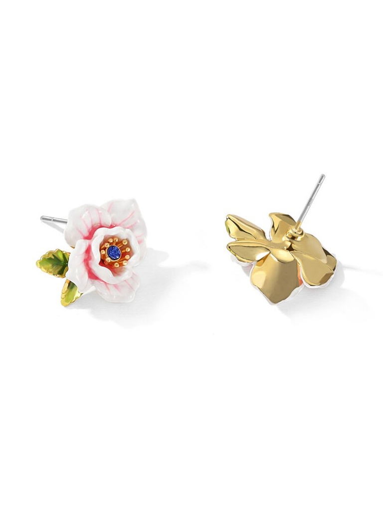 Orange Flower Pearl Enamel Brooch