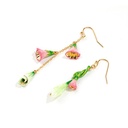Orange Flower Leaf Branch Pearl Enamel Brooch