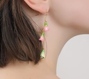 Orange Flower Leaf Branch Pearl Enamel Brooch