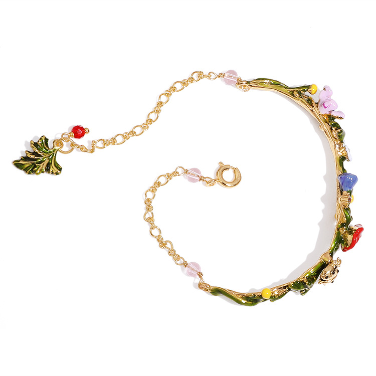Enamel Anime Cactus Purple Crystal Festive Bird Complex Design Necklace