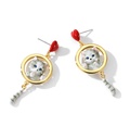 White Flower Pink Bud And Crystal Enamel Stud Earrings