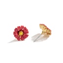 Red Flower Enamel Stud Earrings Jewerly Gift