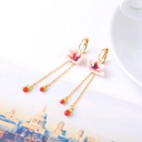 Enamel Flower Long Tassel Enamel Earrings Jewelry Stud Clip Hook Earrings