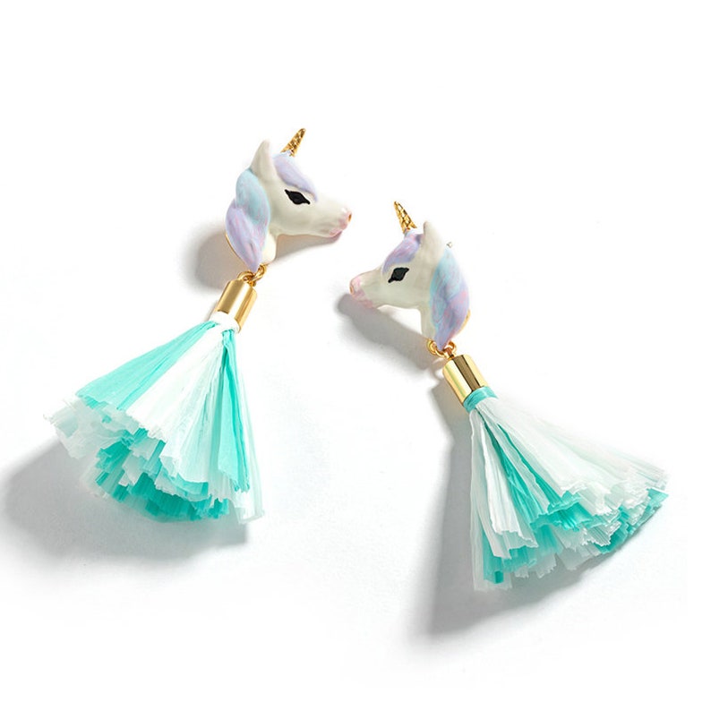 Unicorn Enamel Dangle Earrings Jewelry Gift