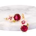 Enamel Flower Red Crystal Earrings Jewelry Hook Earrings