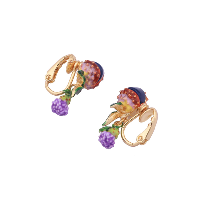 Enamel Flower 925 Needle Earrings Jewelry Stud Earrings
