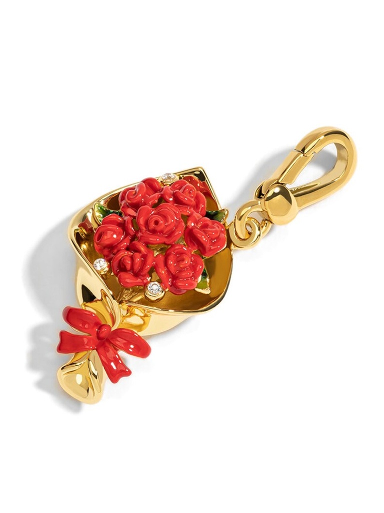 Red Rose Flower Enamel Necklace Key Pendant With Chains Jewelry Gift