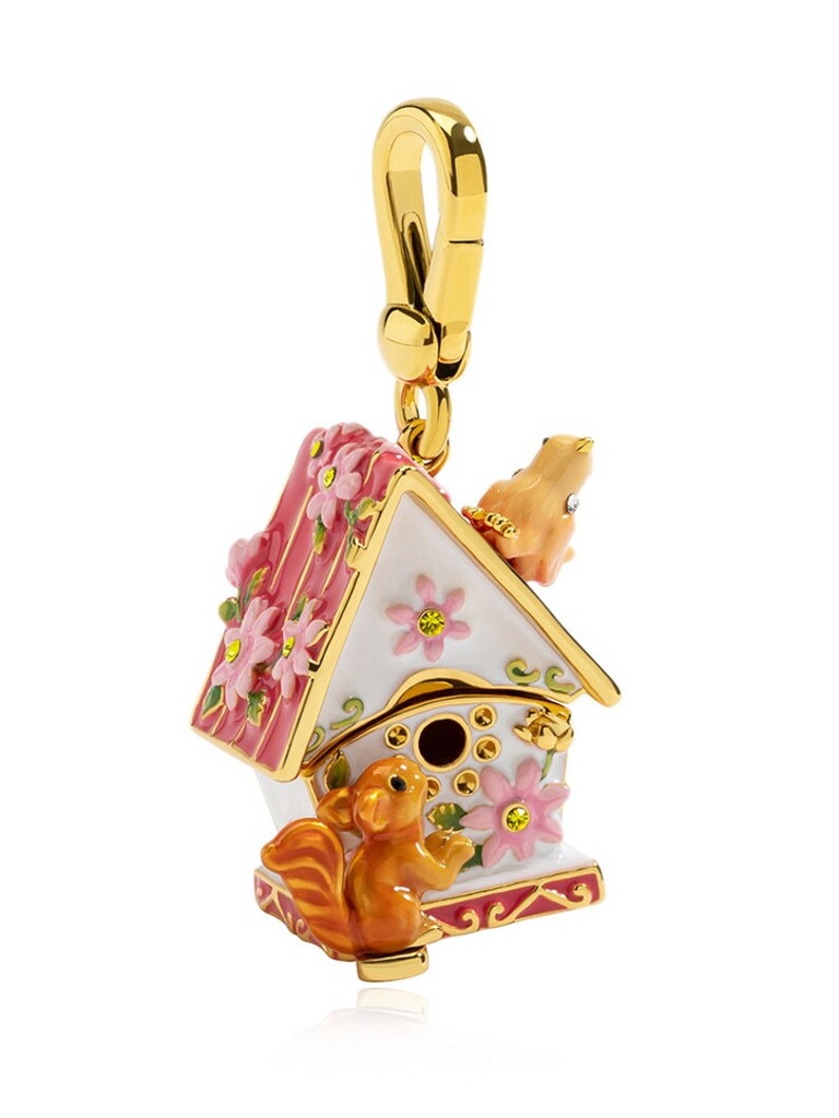 Squirrel Flower House Enamel Necklace Key Pendant With Chains