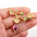 Cute Rabbit Bunny Flower And Crystal Enamel Dangle Earrings Jewelry Gift