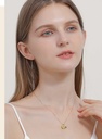 Apricot Red Peony Flower and Crystal Enamel Pedant Necklace