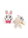 Rabbit Bunny Judy With Pink Bow Enamel Stud Earrings