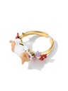 Red Rose Flower And Pearl Enamel Hoop Stud Earrings