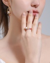 Red Rose Flower And Pearl Enamel Hoop Stud Earrings