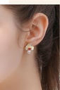 Red Rose Flower And Green Leaf Pearl Enamel Stud Earrings Jewelry Gift