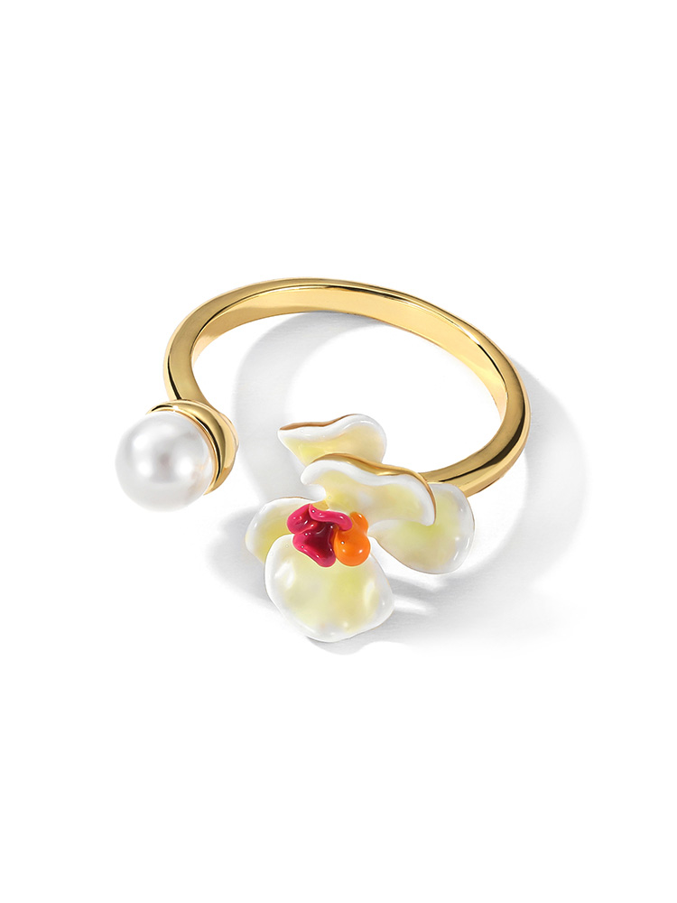 Red Rose Flower Enamel Adjustable Ring Jewelry Gift