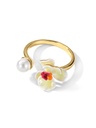 Red Rose Flower Enamel Adjustable Ring Jewelry Gift