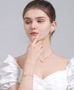 Red Rose Flower Branch With Pearl Enamel Collar Necklace Jewelry Gift