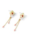 Red Rose Flower And Pearl Enamel Think Bracelet Jewelry Gift